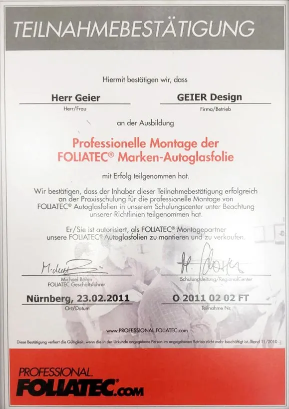 Zertifikat von Geier Design, Bild 4